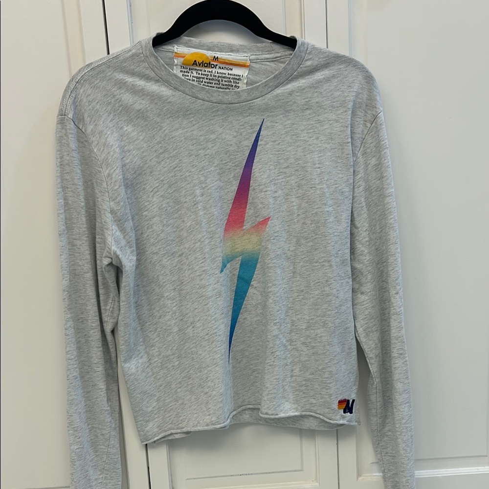 Aviator Nation Gray Lightning Bolt Shirt